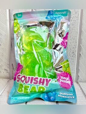 Keycraft Squishy Bear Super Squishy Lime Green Holographic Fidget Toy